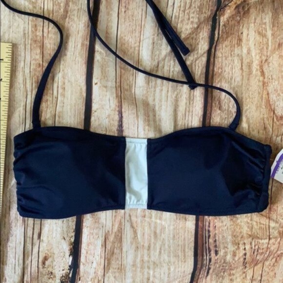 Lively Swim Top Navy Blue White Stripe M - Picture 3 of 7